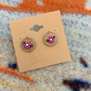 Beaded Floral Stud Earrings